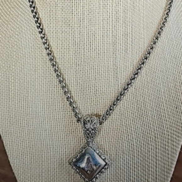Silver Necklace - Boho / Southwestern - 15” with 3” extension and 1.5” charm - Picture 1 of 12